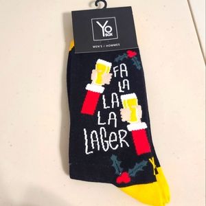 New with tags Men's Yo Sox, Fa la la Lager, size 7-12 men's socks